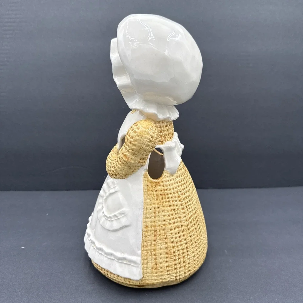 70's Vintage Sittre Ceramic Burlap Rug Doll Ceramic Utensil Holder Cottagecore